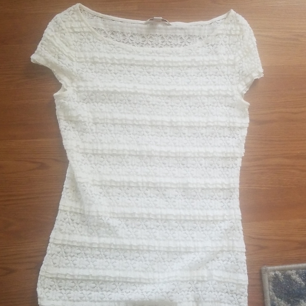 Sm cream lace short sleeve banana republic